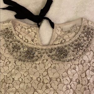 Loft Lace Shimmer Top with Rhinestones🌸